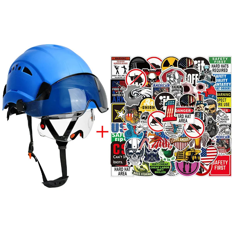 SF06/CR08 &ndash; CE ABS Safety Helmet With Visor And Goggles Blue Se B