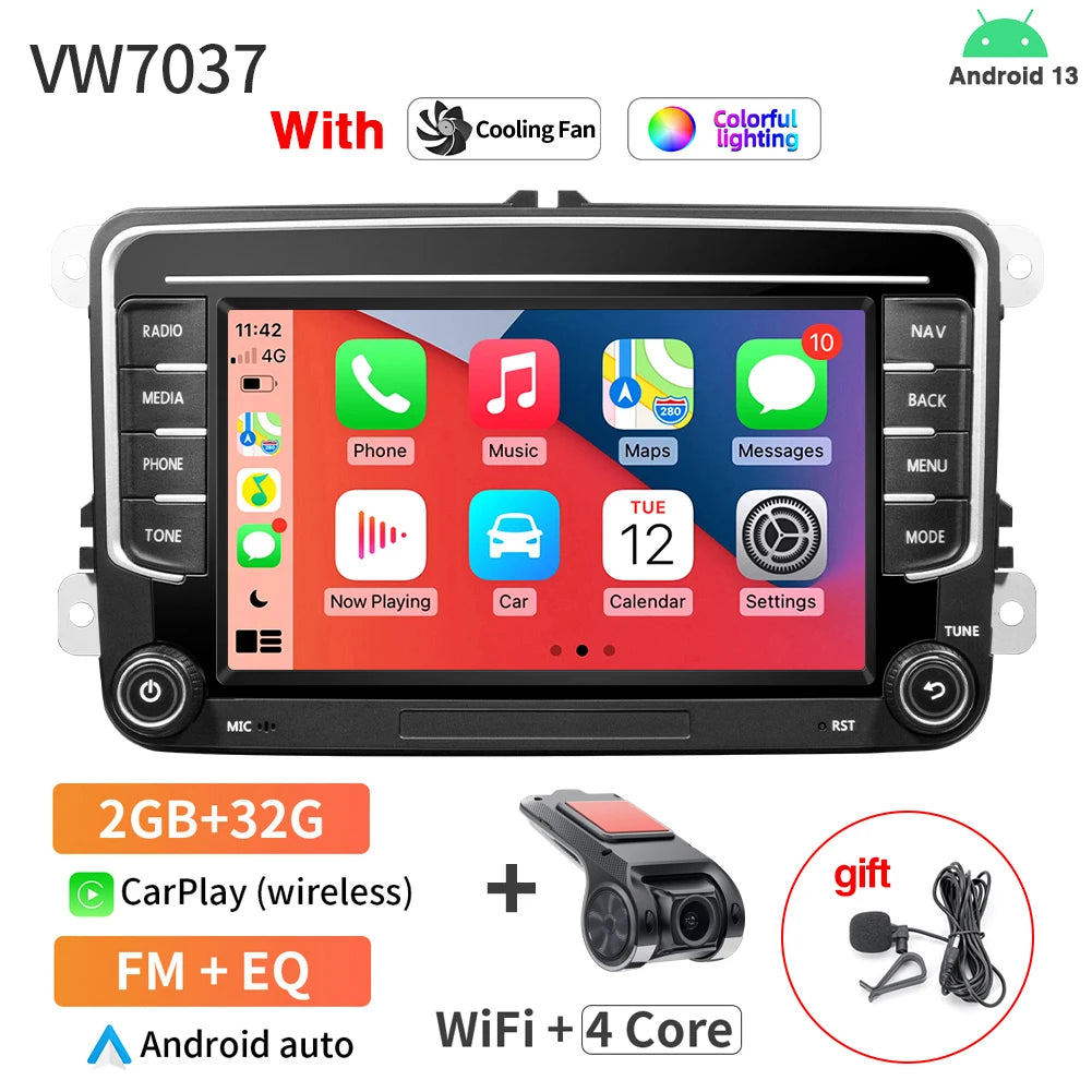 7Inch Car Radio VW Passat Tiguan GOLF - CarPlay GPS 2 32G DVR
