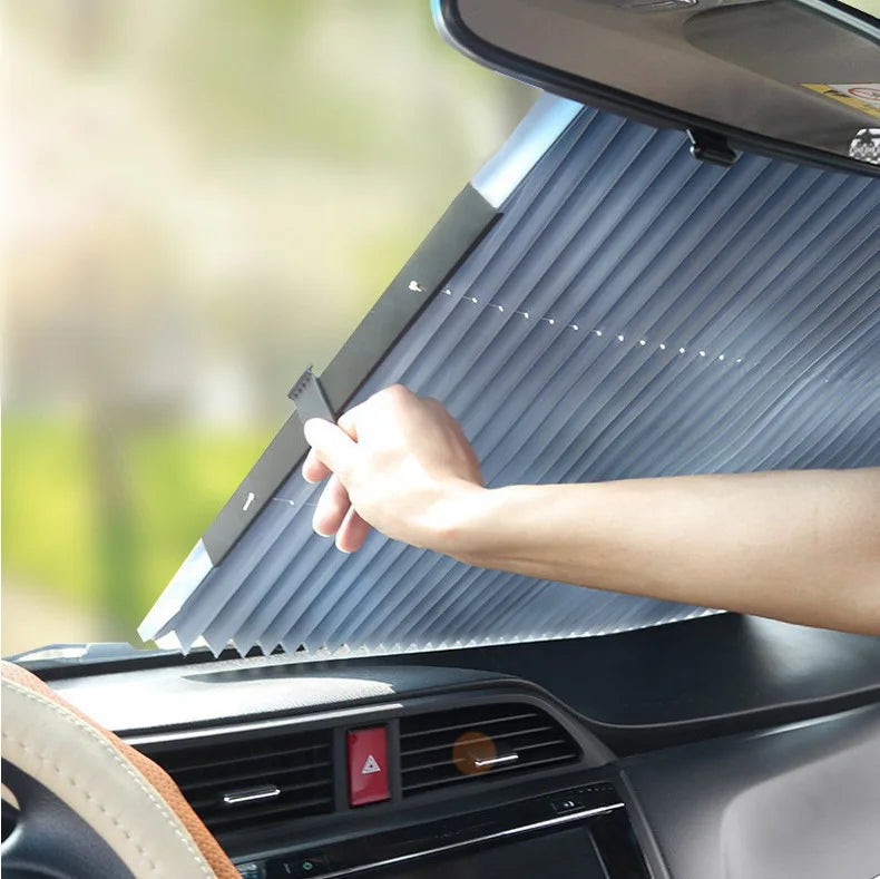 Automatic Retractable Car Sunshade &ndash; Heat-Insulating Front Windshield Protection