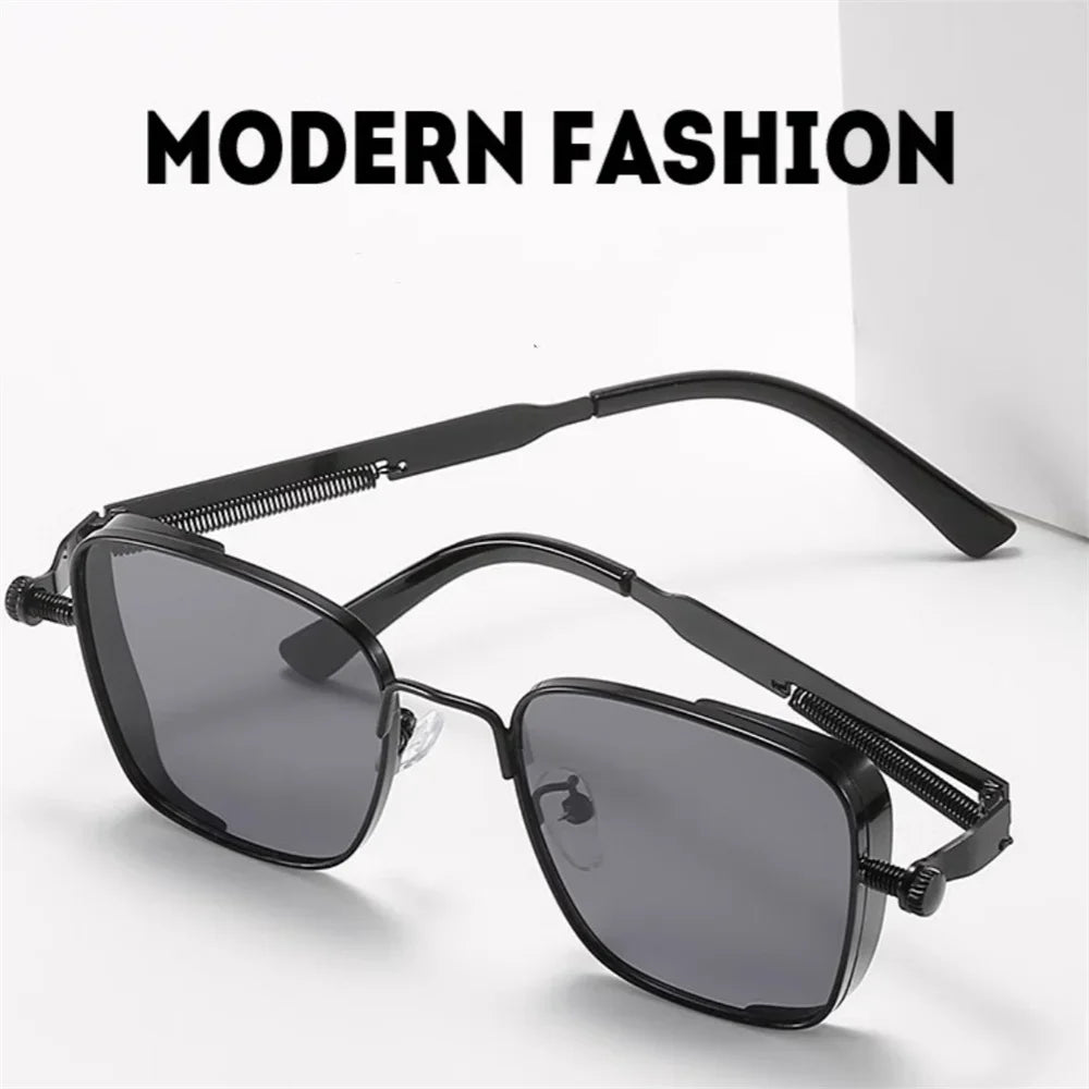 Men Driving Steampunk Square Sunglasses &ndash; UV400 Metal Frame