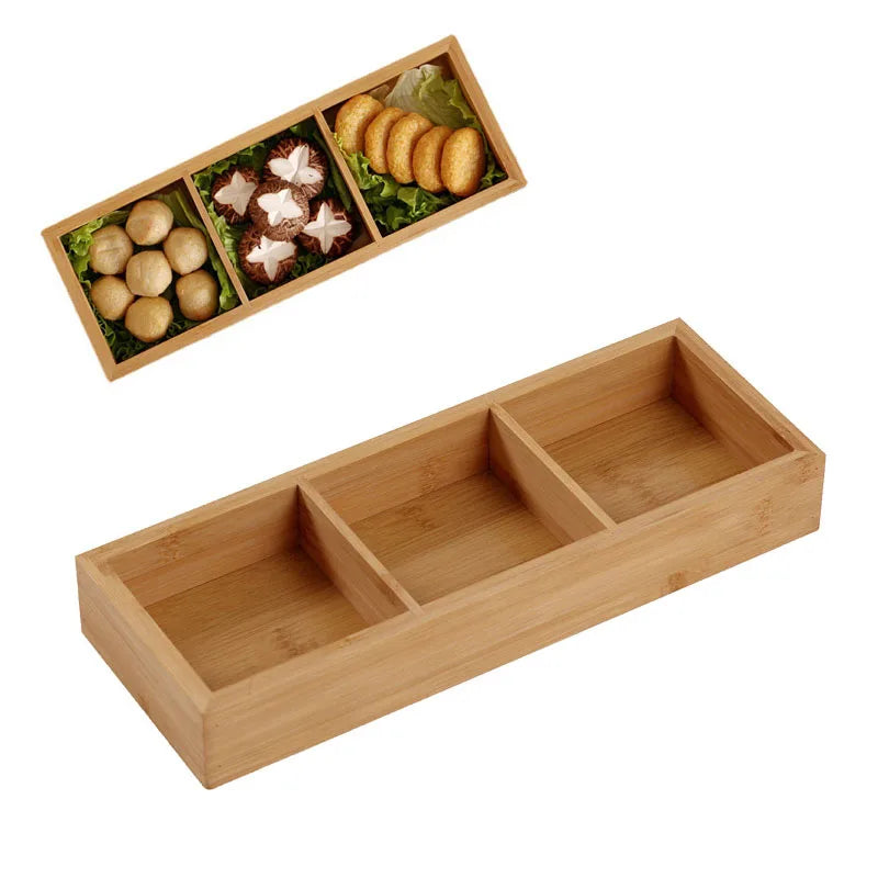 Divided Wooden Tray - Multi Compartment Design For Serving