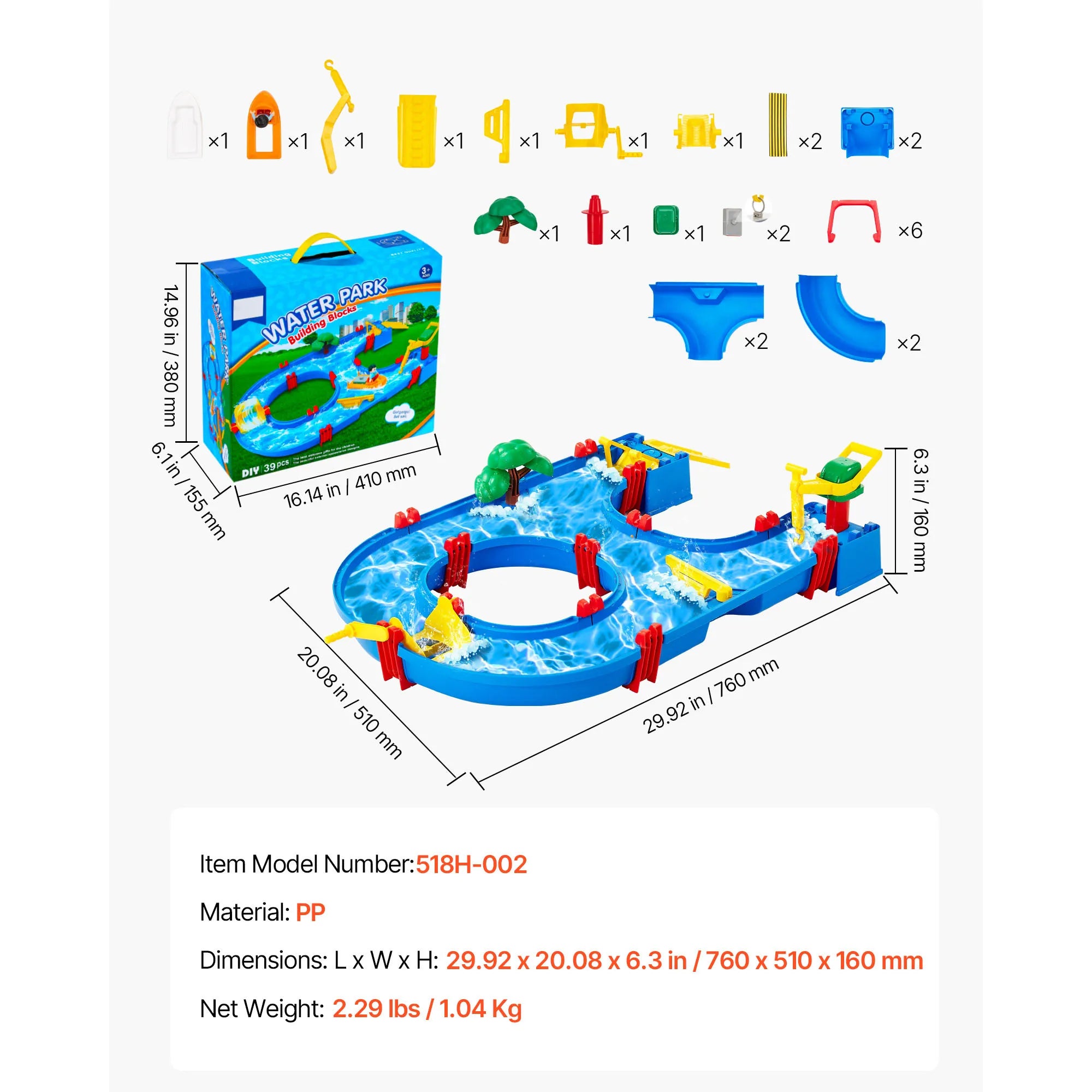 SucceBuy Water Play Table &ndash; Includes 39 Accessories Blue / CZECH REPUBLIC