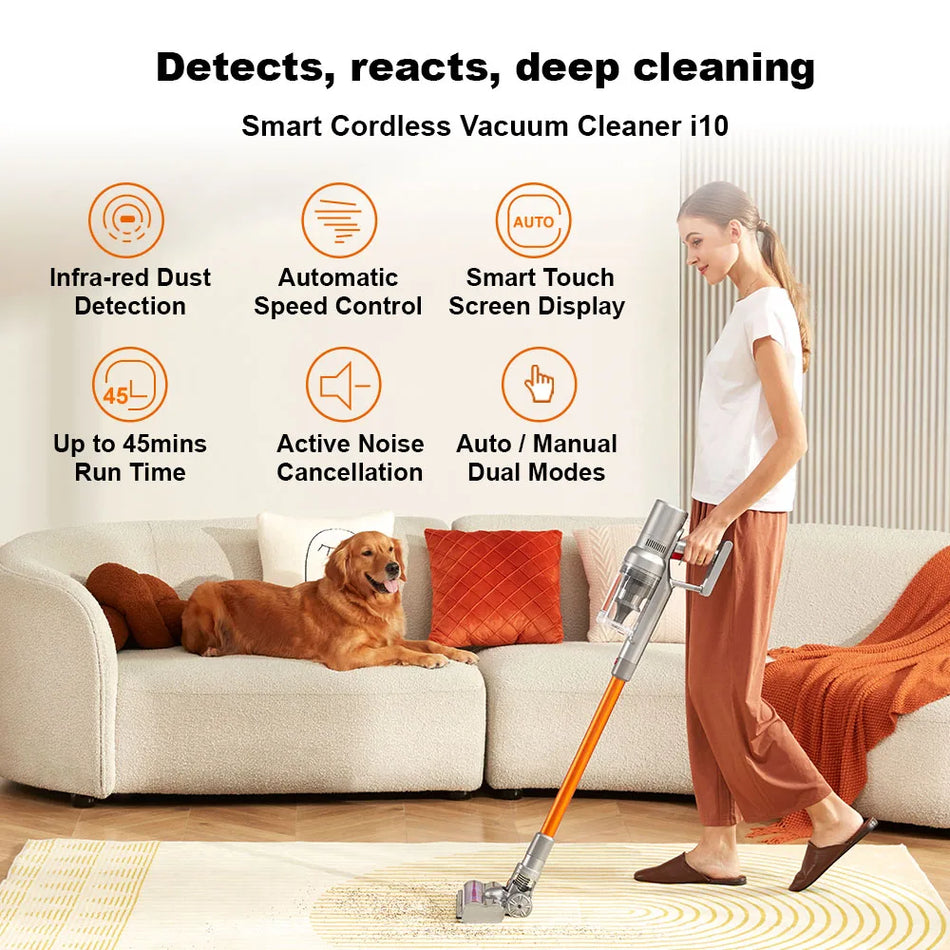 Liectroux i10 Cordless Vacuum for Pet Hair and Floor Cleaning, Infrared Dust Sensing, 45 Minute Runtime