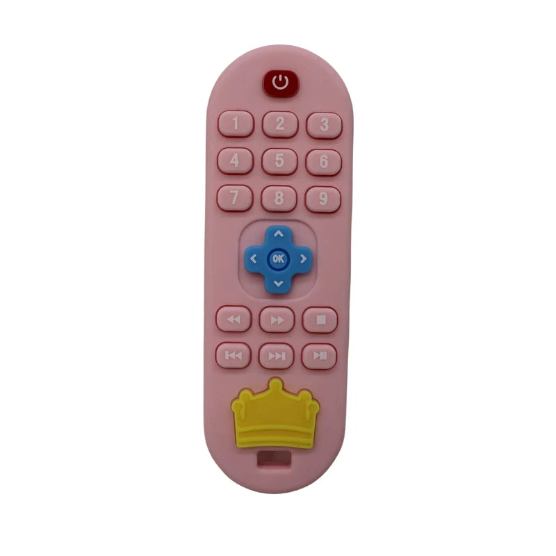 Silicone Remote Control Teether &ndash; Soothing Cognitive Teething Toy pink