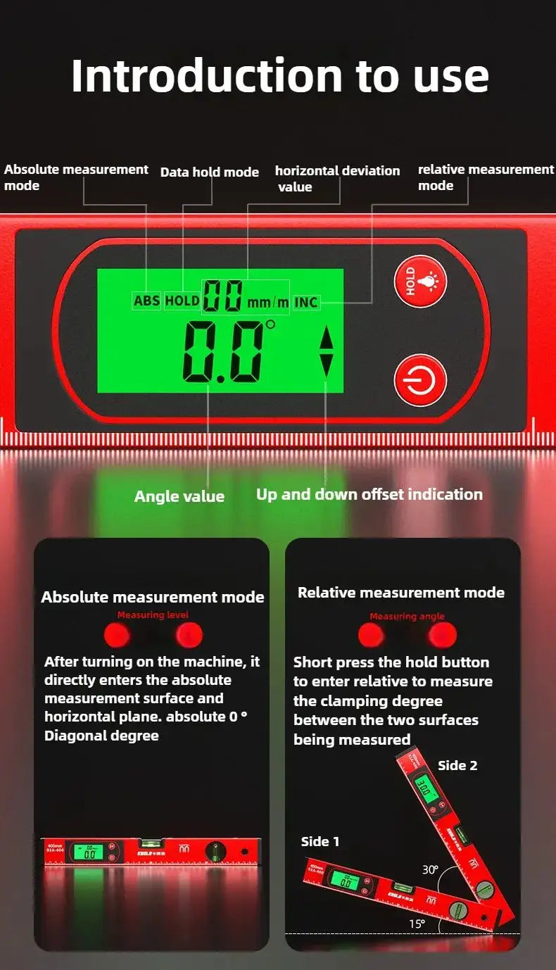 30 40 50 Cm Digital Level Ruler Magnetic Angle Meter