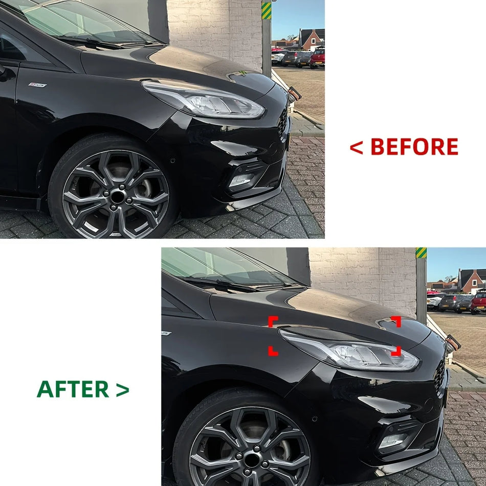 Glossy Black Headlamp Eyebrow Trims for Ford Fiesta MK8 2017-2020