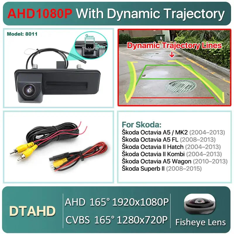 Greenyi CVBS AHD 1080P Vehicle Trunk Handle Car Reverse Backup Camera For VW Skoda Octavia 2 3 A5 Fabio Yeti Superb Audi A1 A3 by InterCyprus Trading Ltd