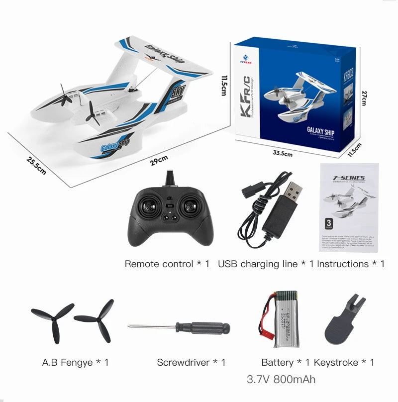 PYLRC KF603 2.4G EPP Foam RC Glider - Water &amp; Air Flying Toy for Outdoor Fun KF603-Blue