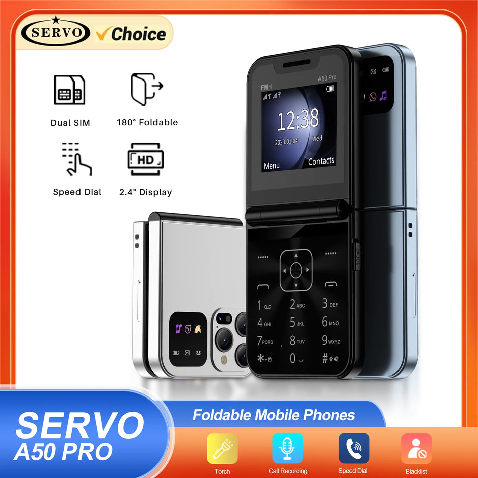 SERVO A50 PRO Flip - Compact Foldable Dual SIM Phone