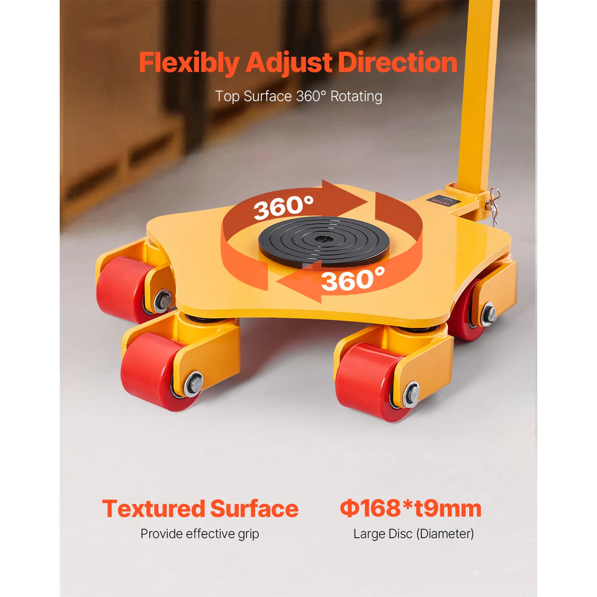 SucceBuy 8800 Lb Machinery Skat Dolly - 360 Cap PU Rollers