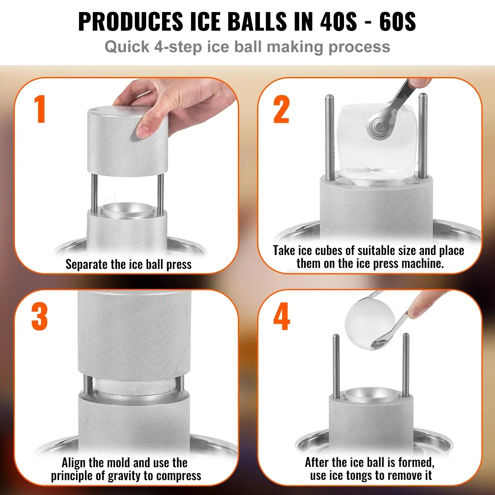 60mm Ice Ball Press Bubble Free Spherical Mold
