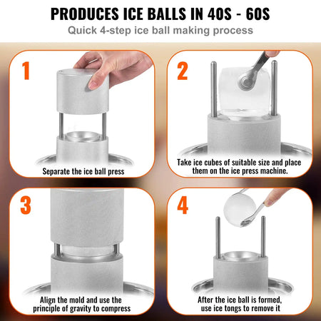 60mm Ice Ball Press Bubble Free Spherical Mold