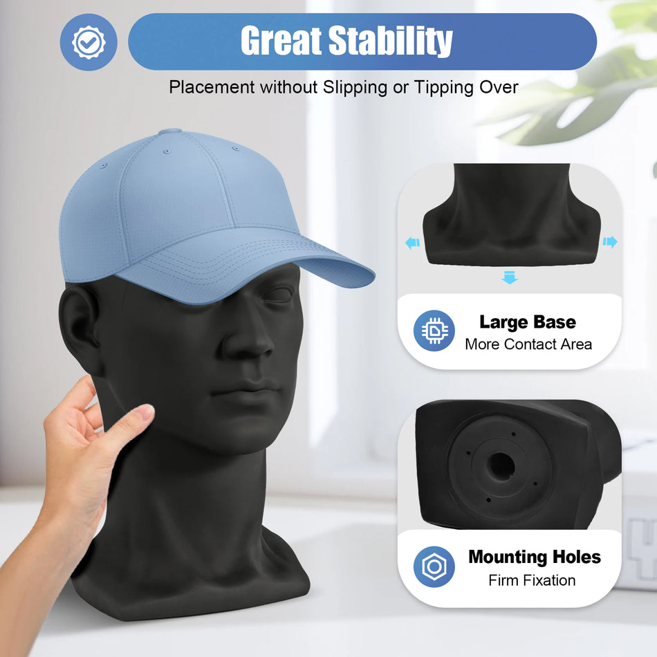 Pánská modelová hlava PVC stojan na paruky pro brýle a klobouky