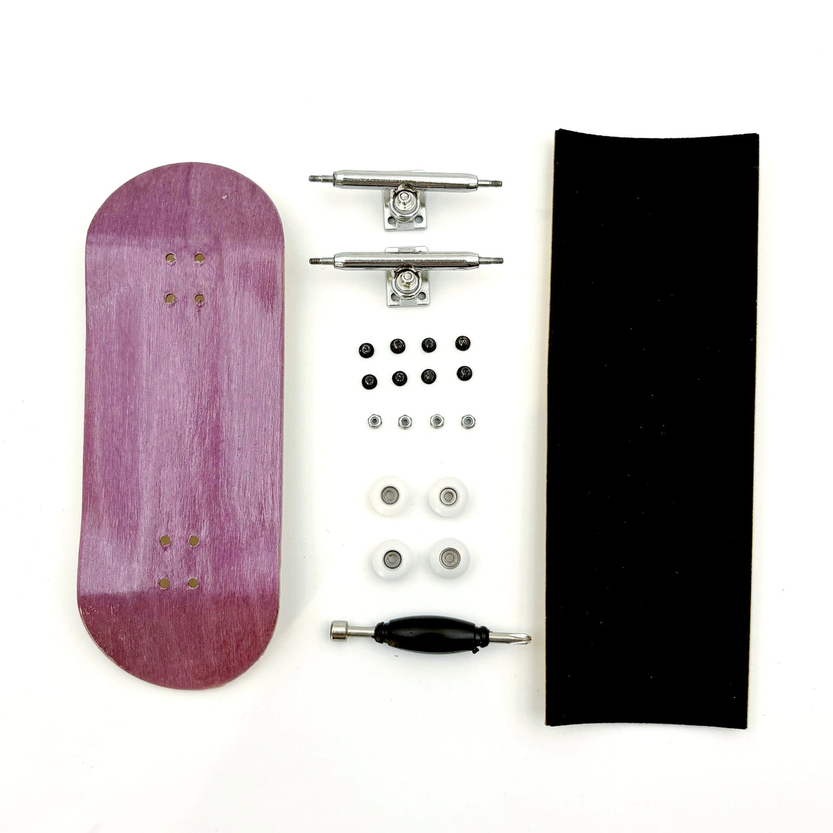 36mm Fingerboard Set &ndash; Handmade Wooden Deck with CNC Wheels PURPLE