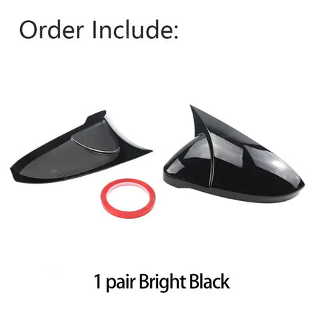 2x horn style add-on Rearview Mirror Cover Glossy Black for Volkswagen VW Golf MK7 7.5 GTI 7 R Touran L 2013-2020 by InterCyprus Trading Ltd