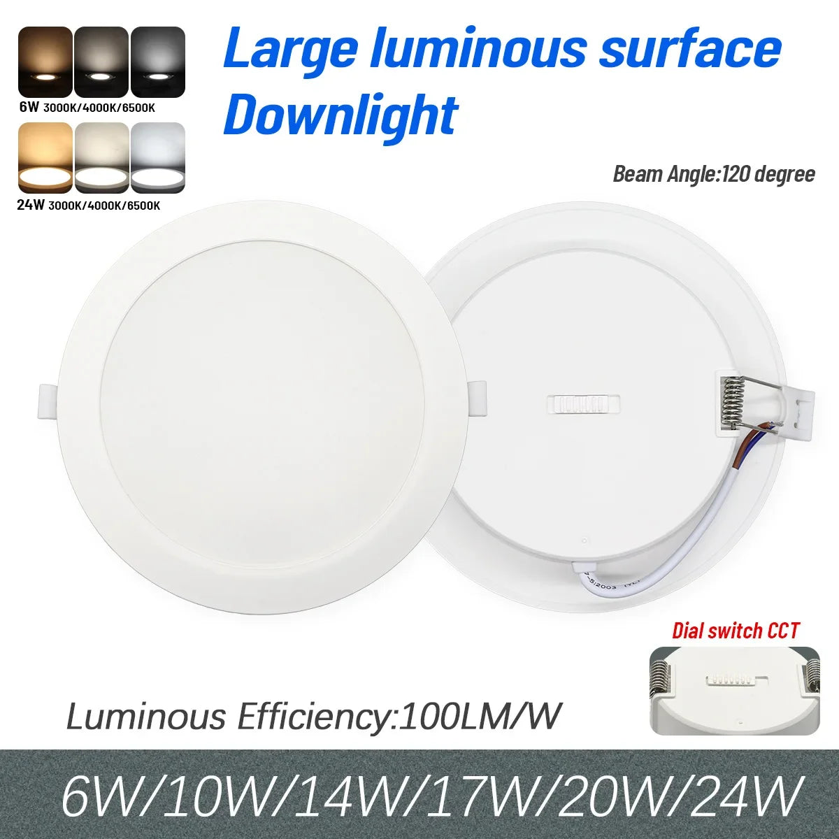 6Pcs Color Adjusted LED Downlight - CCT Dial Switchable