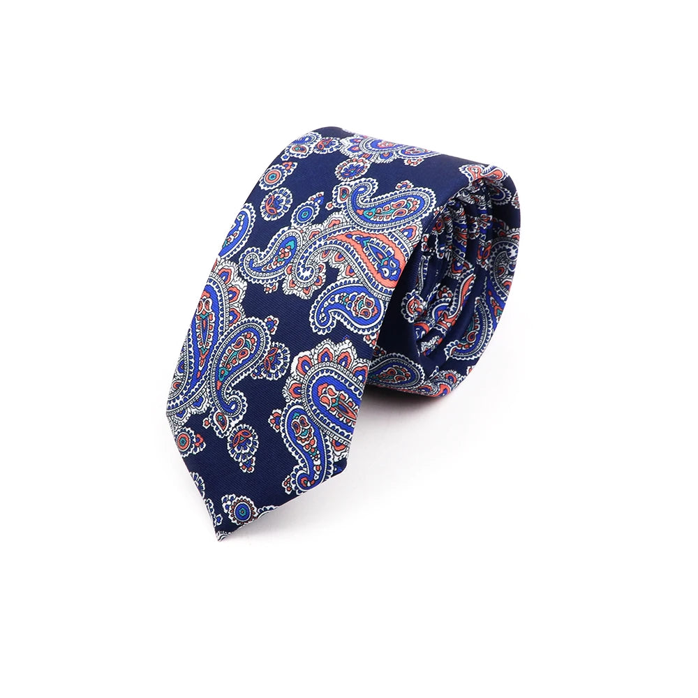 Vintage Paisley Men's Tie - Blue Red Necktie for Business &amp; Weddings