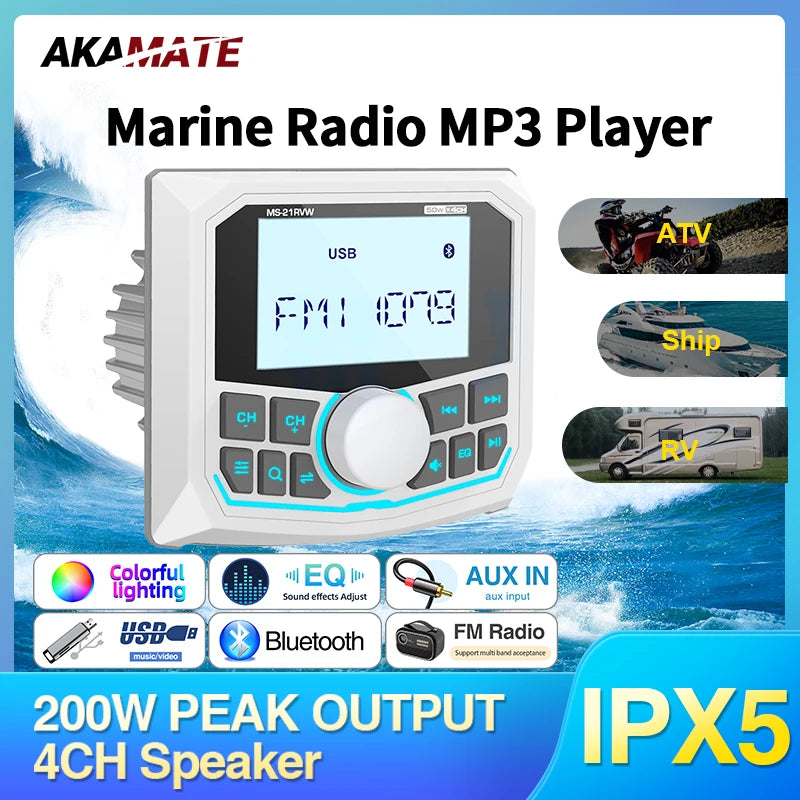 AKAMATE MS-21RV &ndash; Waterproof Bluetooth Stereo 4x50W