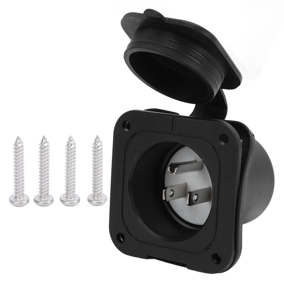 DOACT RV Shore Inlet 15 Amp Priză Încastrată cu Flanșă și Capace Rezistente la Apă