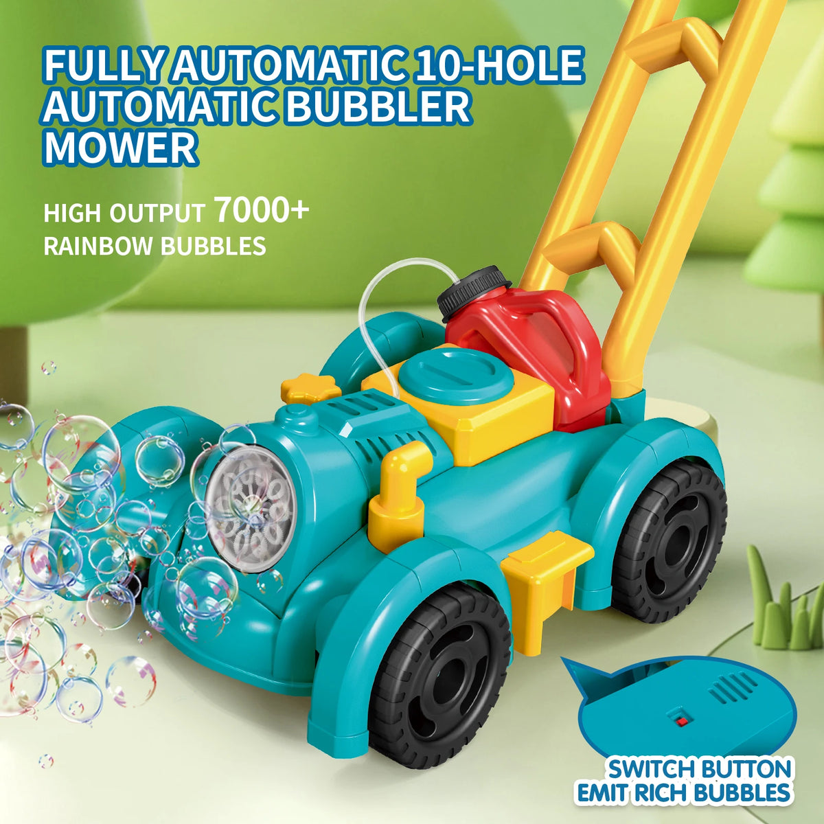 Mower Trolley Bubble Machine &ndash; Portable Outdoor Bubble Toy