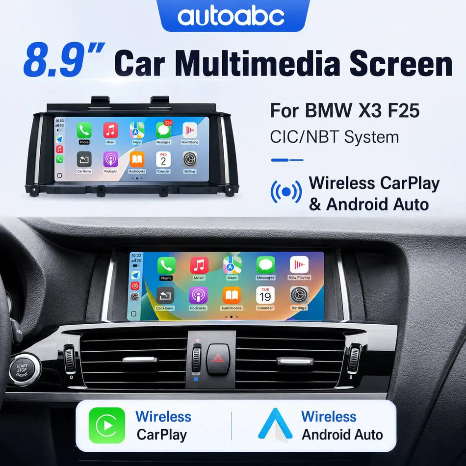 8.9" Wireless CarPlay Andorid Auto Multimedia Screen Car Radio For BMW BMW X3 X4 F25 G01 CIC/NBT System With BT GPS Navigation by InterCyprus Trading Ltd