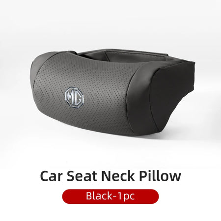 Breathable Leather Neck Support Car Headrest Pillow for Morris Garages MG Models - MG 6, 3, 5, 7, TF, ZR, ZS, HS, GS, GT, Hector, RX5 Black-1pc