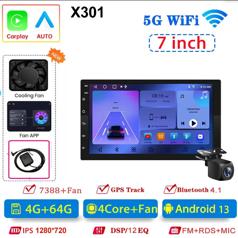 Android13 7 9 10 Inch Car Radio GPS &ndash; Wireless CarPlay and Android Auto Connectivity 9inch-4-64G-CAM