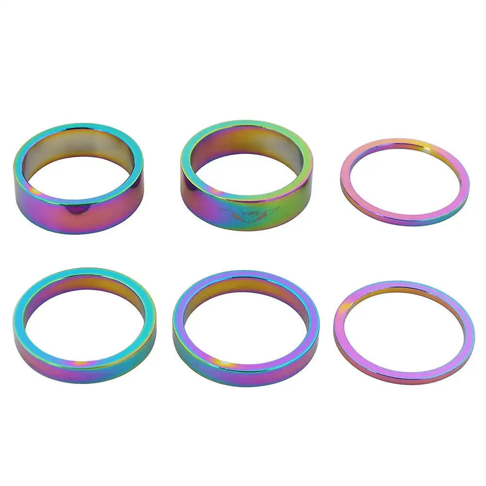 Bike Headset Spacer Kit 6 Pcs 2 5 10mm Aluminum Alloy Multicolor