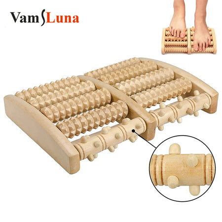 Wooden Foot Massage Roller Plantar Stimulator - Pain Relief