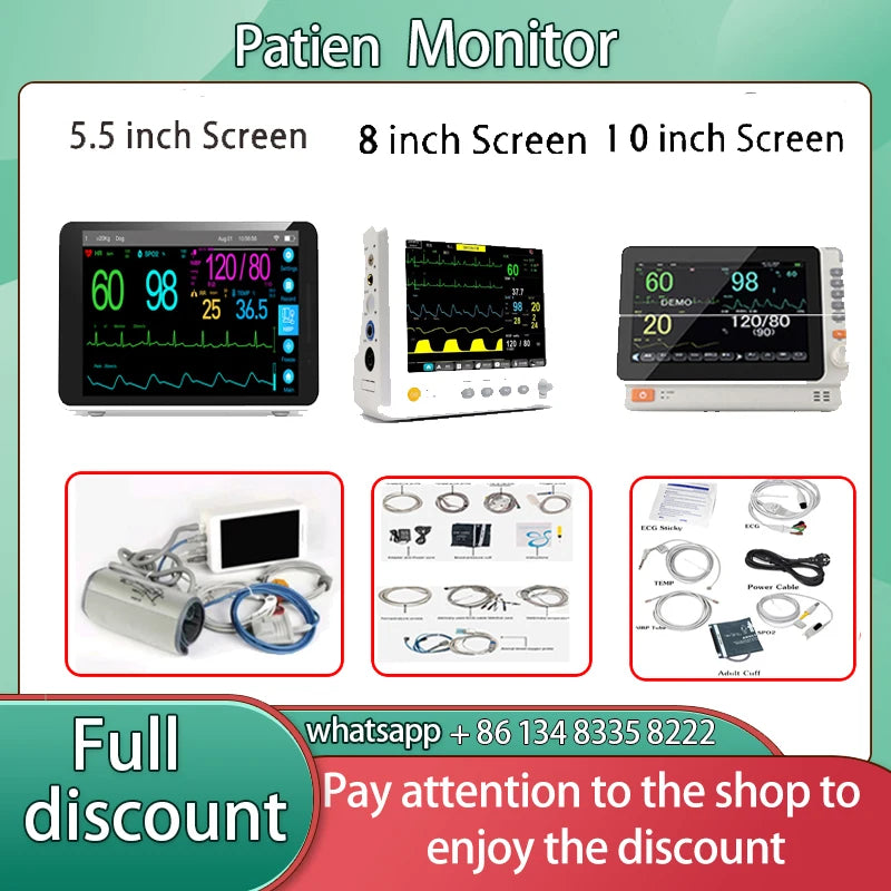 Przenośny monitor 6 parametrów życiowych 5.5 8 10 cali ECG NIBP SpO2