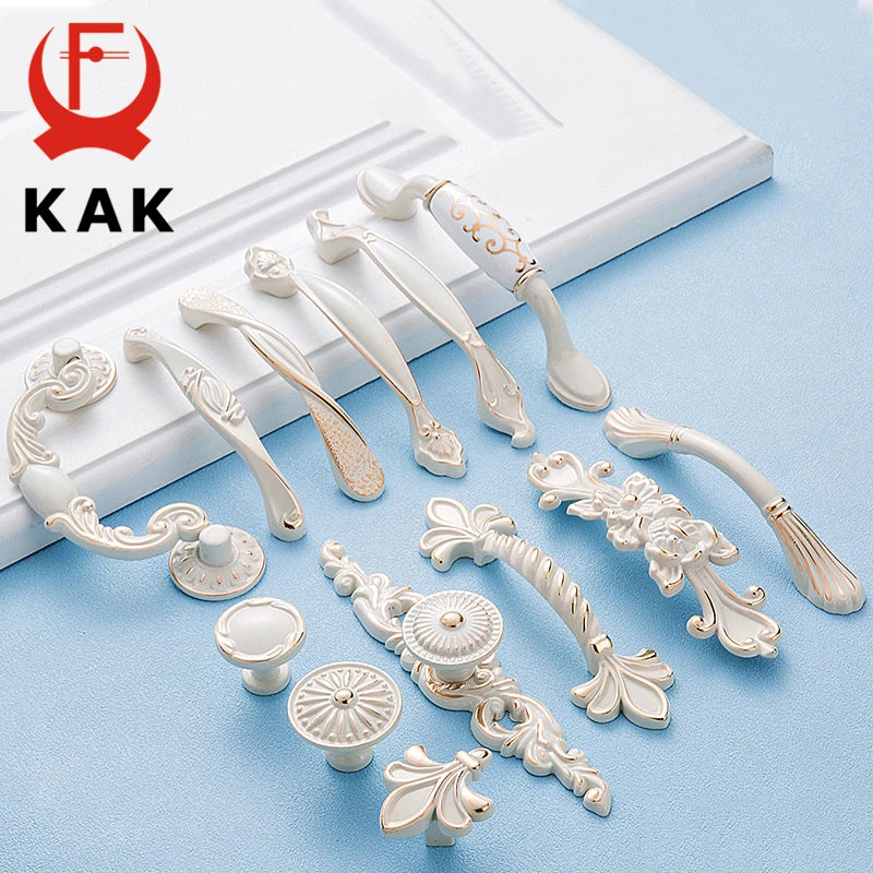 KAK Zinc Alloy Ivory White Cupboard Handles 64mm 96mm 128mm