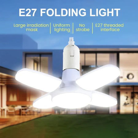 28W E27 Fan Shaped Foldable LED Bulb &ndash; Bright White Light with Wide Beam Angle