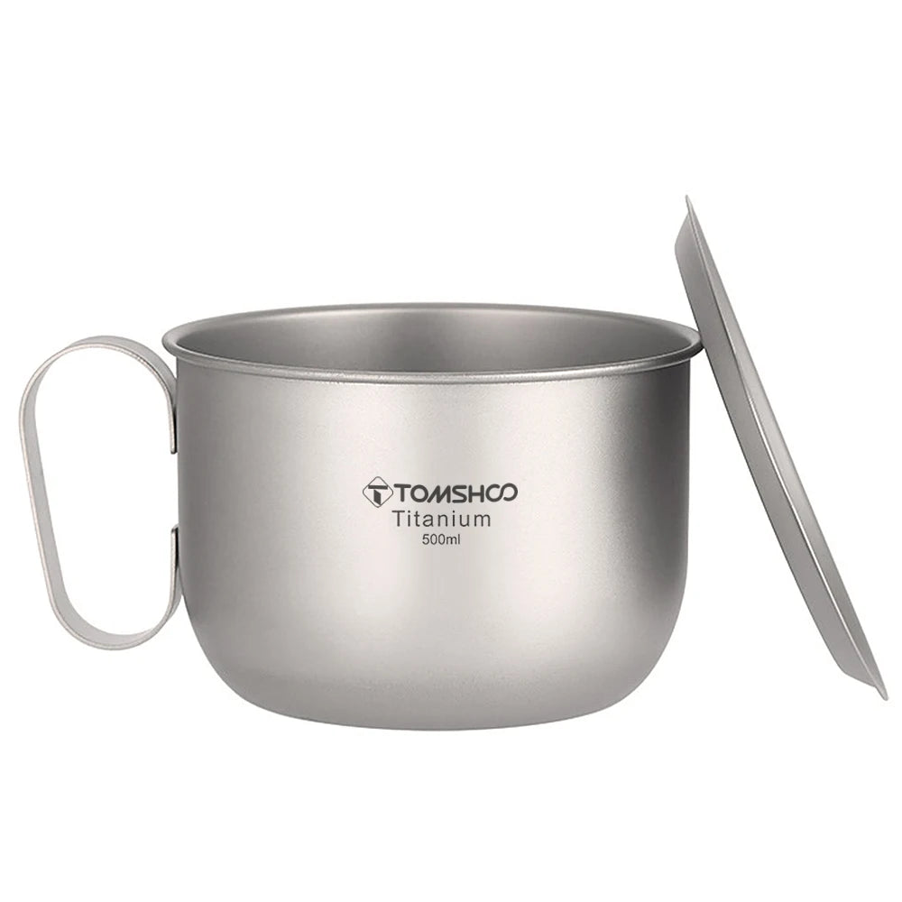 500ml Titanium Cup With Lid And Handle - Ultra Lightweight