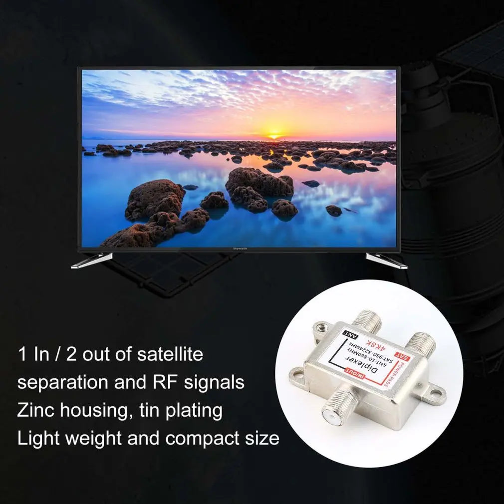 2 in 1 2 Way Satellite Splitter TV Signal Cable Signal Mixer 4K8K SAT/ANT Diplexer Satellite Separation RF Signals Dropshipping