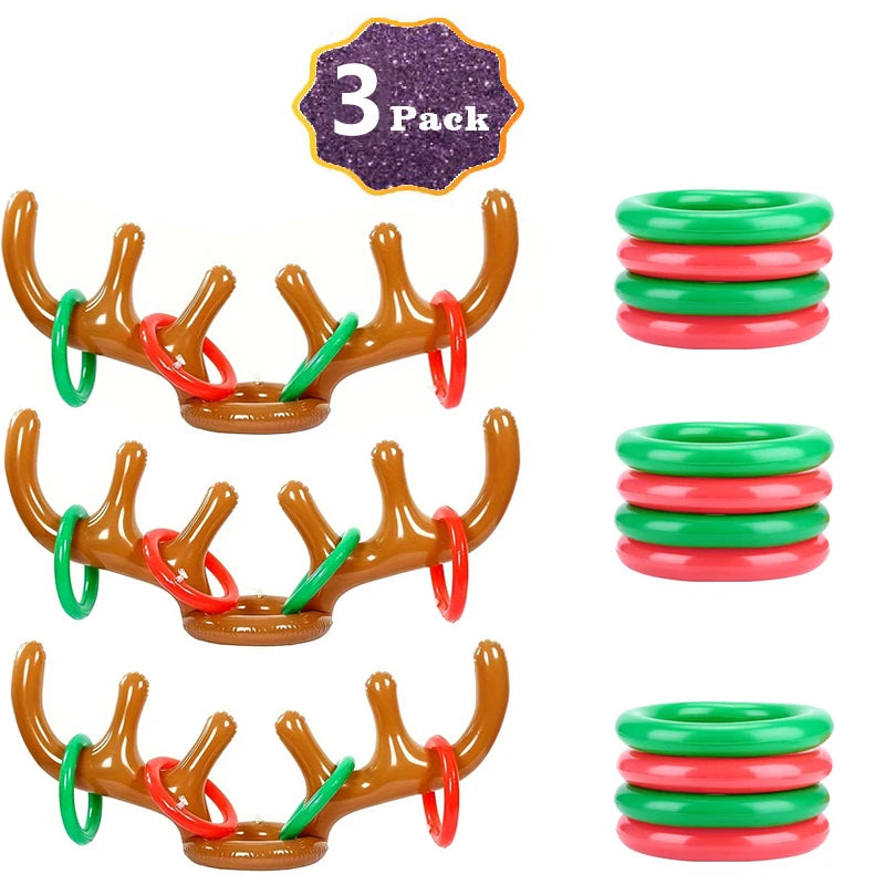 Inflatable Reindeer Antler Ring Toss Game &ndash; CE Certified Fun 3pcs