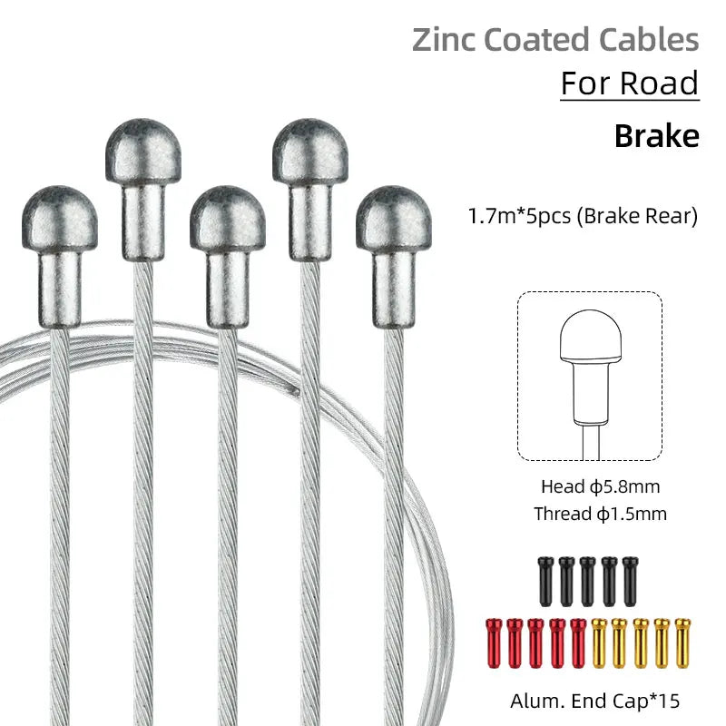 Deemount Bicycle Inner Shift Cable Kit &ndash; Rust-Free Stainless Steel Construction RD BRK C04 L1.7m 5pc / CHINA
