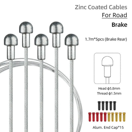 Deemount Bicycle Inner Shift Cable Kit &ndash; Rust-Free Stainless Steel Construction RD BRK C04 L1.7m 5pc / CHINA