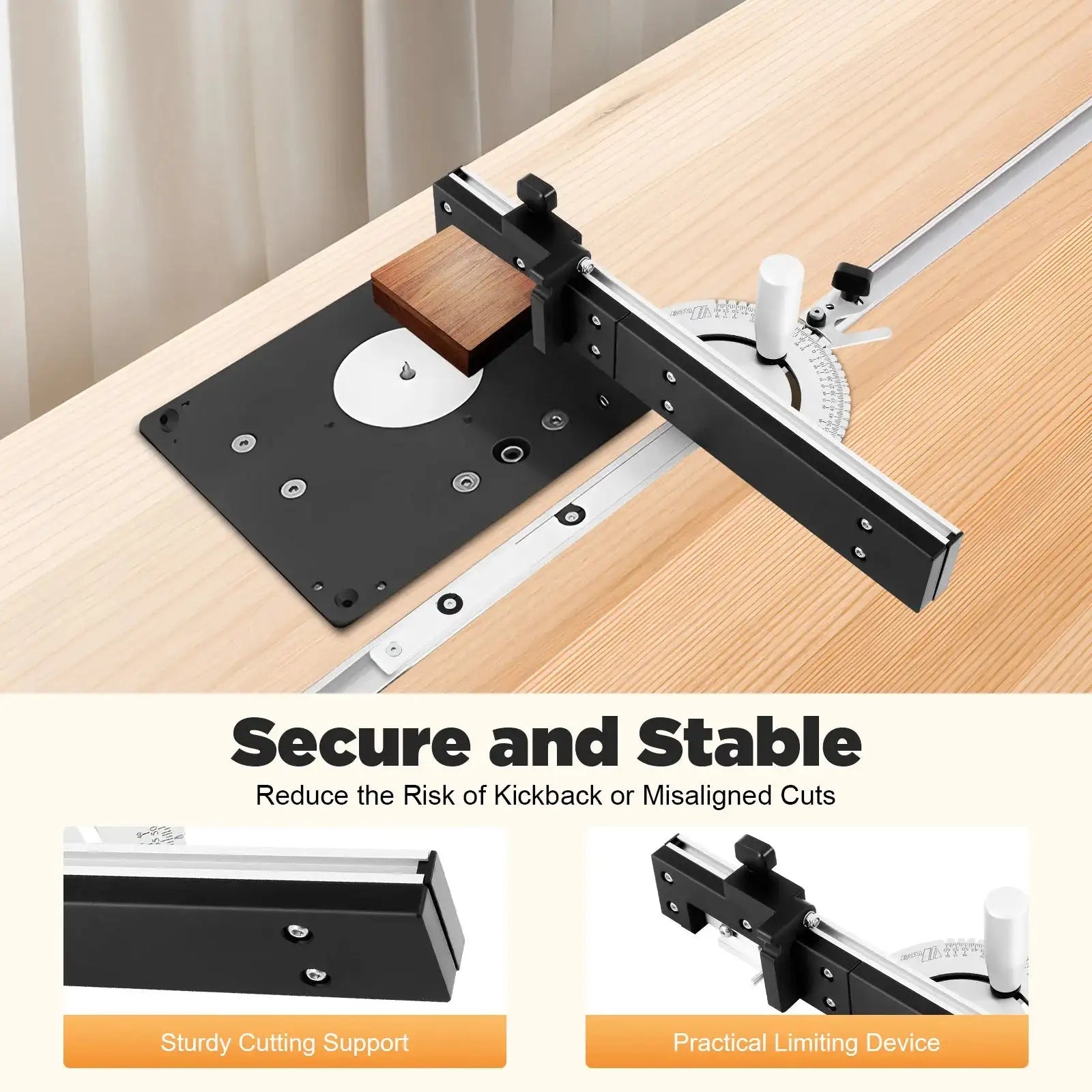 Precision Miter Gauge for Table Saw - Adjustable 0-60 Degree