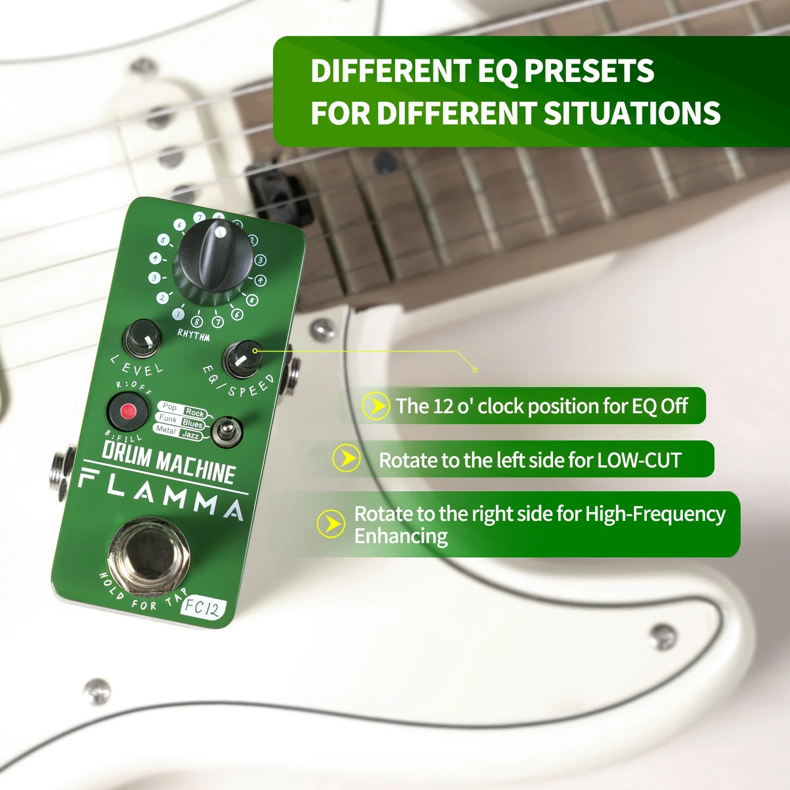 FLAMMA FC12 Guitar Drum Machine Effects Pedal &ndash; 48 Grooves