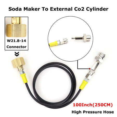 Soda Maker External CO2 Tank Adapter Kit &ndash; Quick Disconnect W21.8-14 x 100Inch
