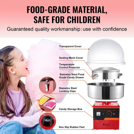 1000W Commercial Cotton Candy Machine With Cover