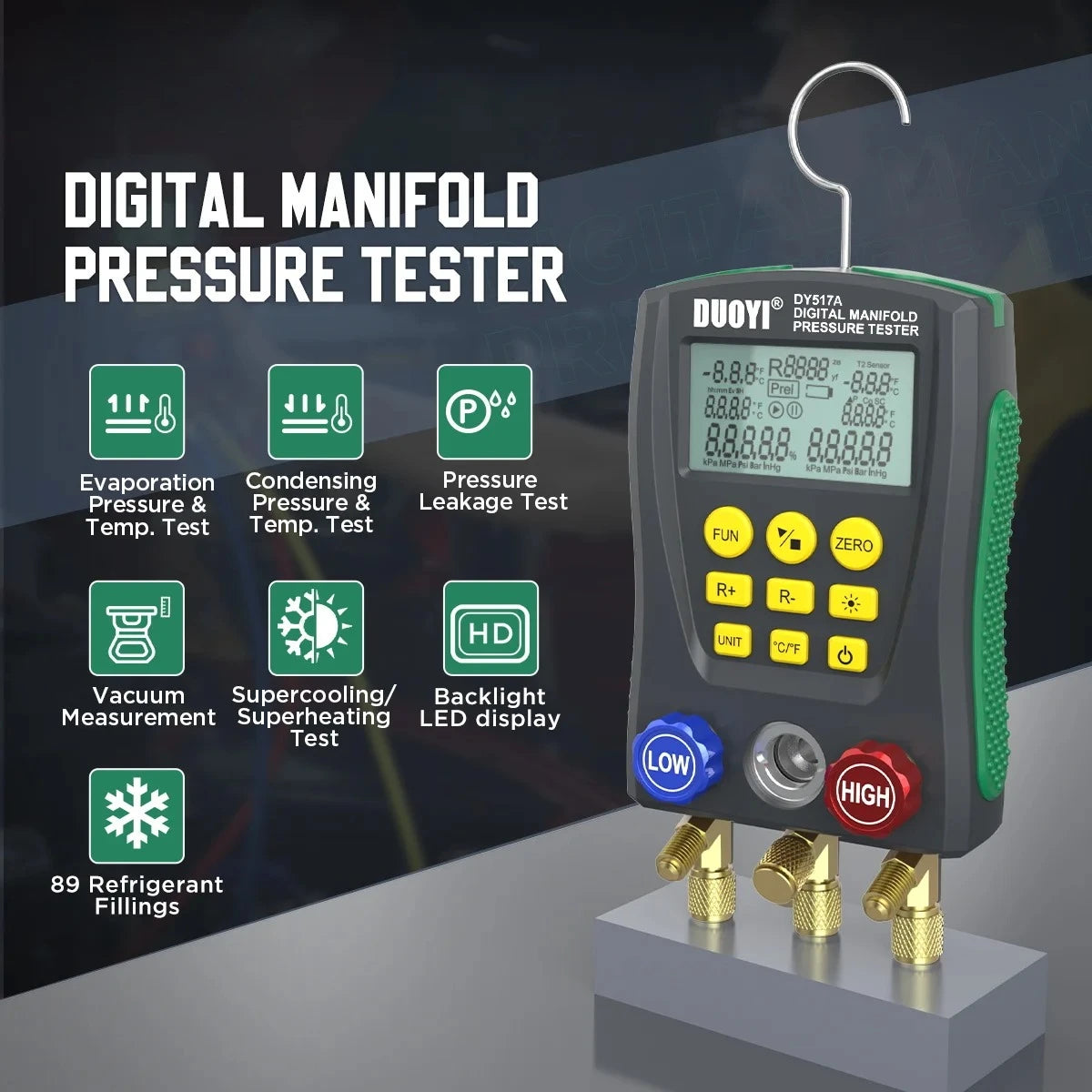 DY517 Digital Vacuum Pressure Manifold &ndash; Digital Readout