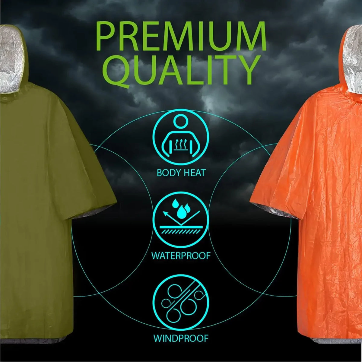 Emergency Rain Poncho &amp; Survival Blanket - Waterproof Gear for Outdoor Adventures