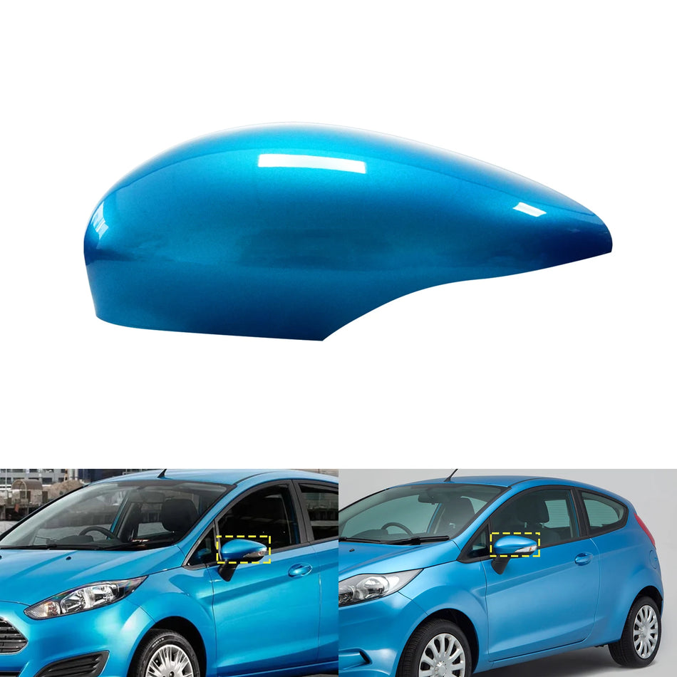 Mirror Cover For Ford Fiesta MK7 Blue Painted Left Rear View ABS Plastic Replacement