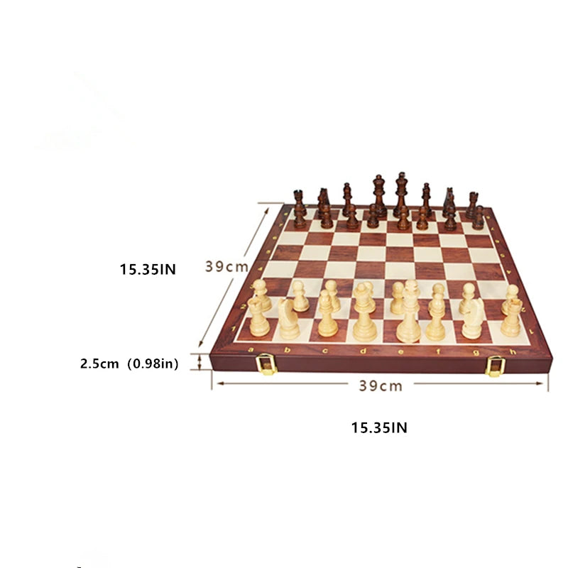Premium Solid Wood Chess Set With Folding Board And Pieces