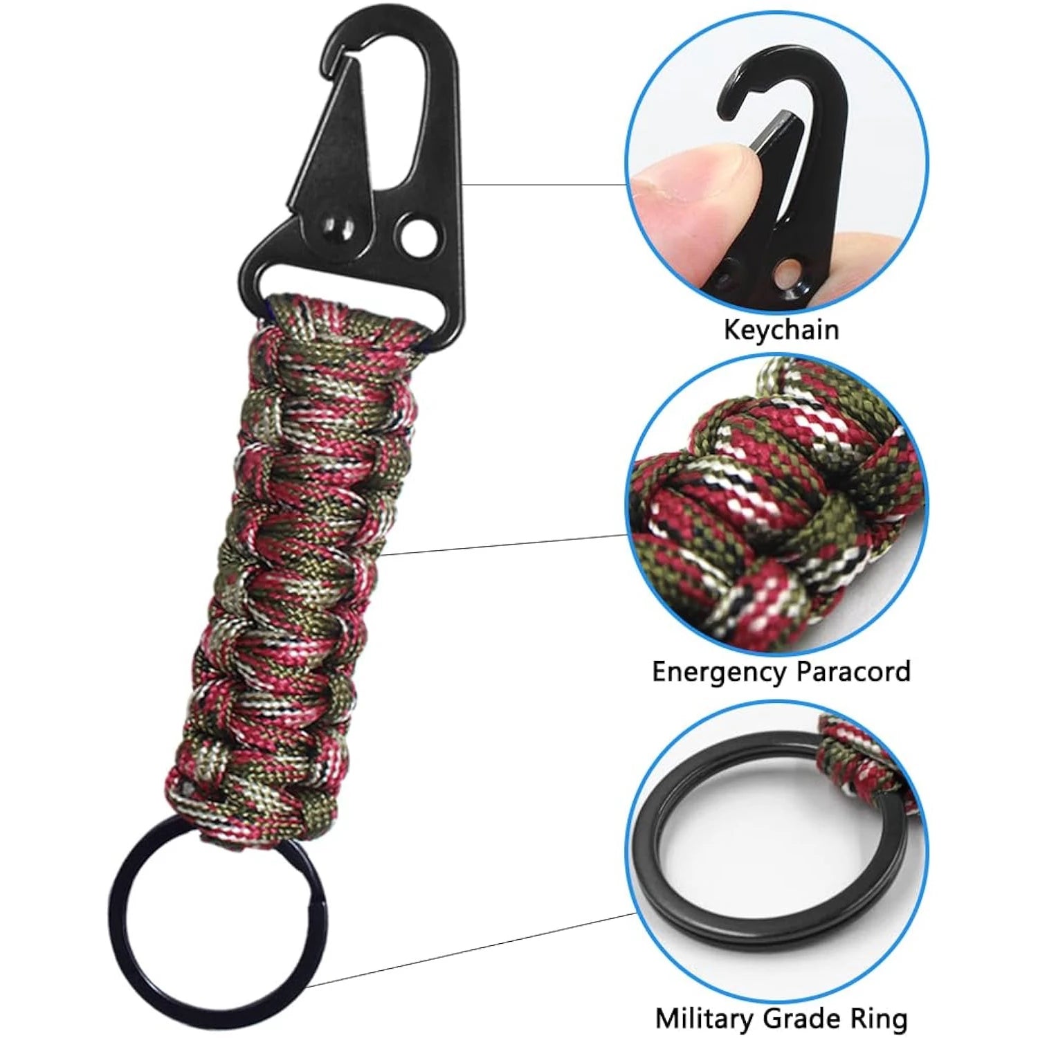 Paracord Keychain Ring Survival Kit &ndash; Eight Color Options