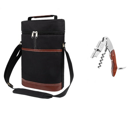 Soft Cooler Wine Bottle Bag &ndash; Keeps Drinks Cold Anywhere Black and Opener