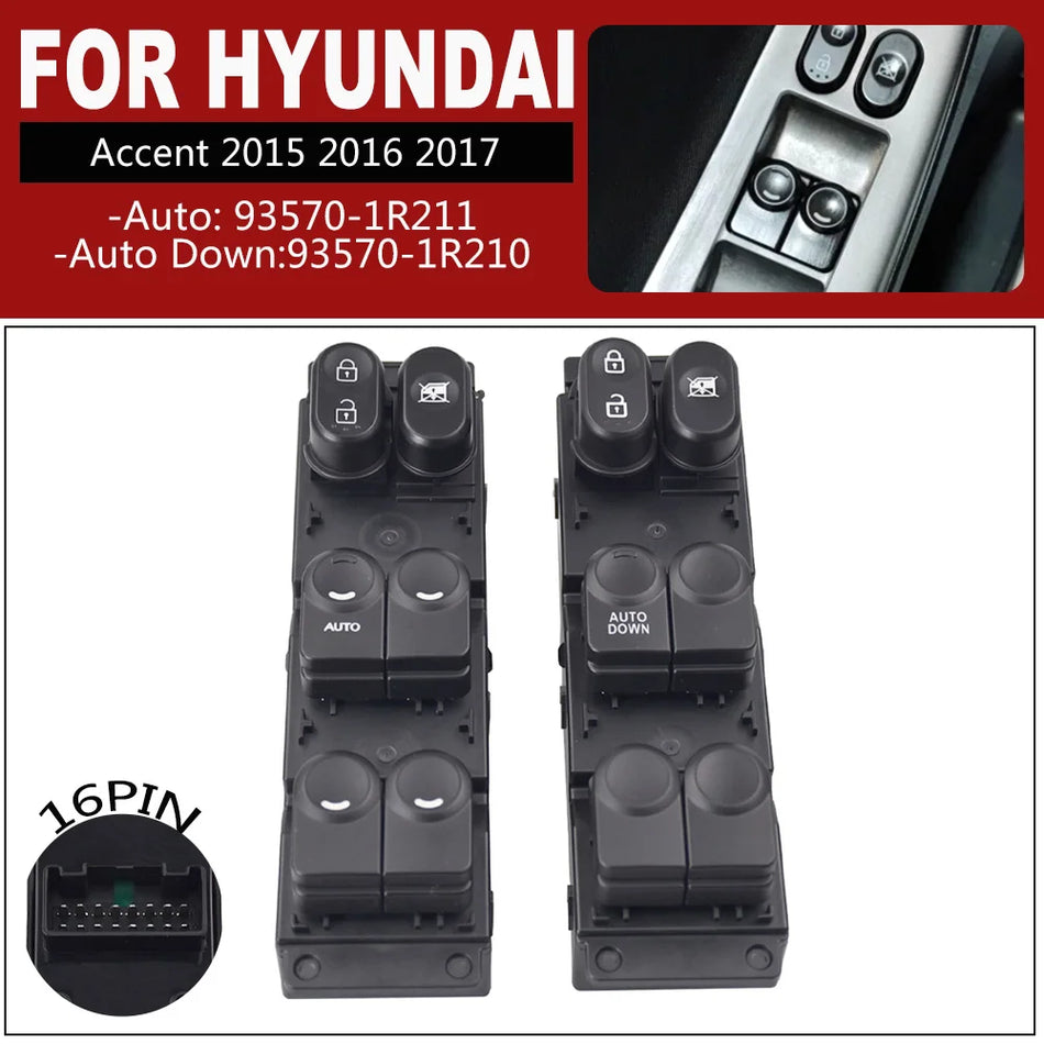 ABS Esimene Vasak Elektriline Aken Lüliti Hyundai Accent 2015 2016 2017 jaoks