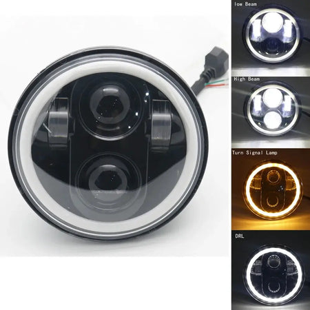 2x 5.75 inch led headlight High/Low beam halo for Speed Triple & Street Triple & Thunder 5 3/4" projector by InterCyprus Trading Ltd