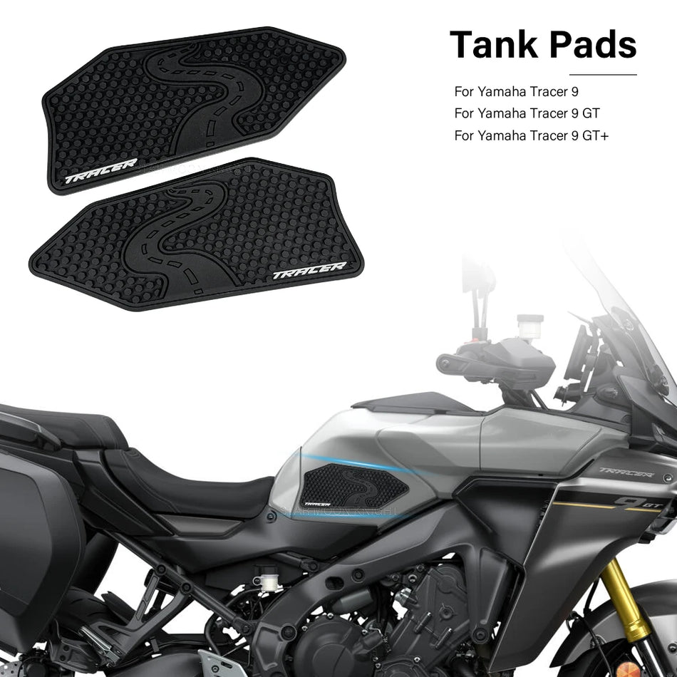 Yamaha Tracer 9 GT Plus bränsletankskydd med halkskyddande gummidekaler, hållbara, enkla att installera